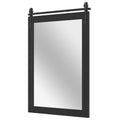 Rustic Wood Frame Barn Door Style Farmhouse Wall Mirror-Black