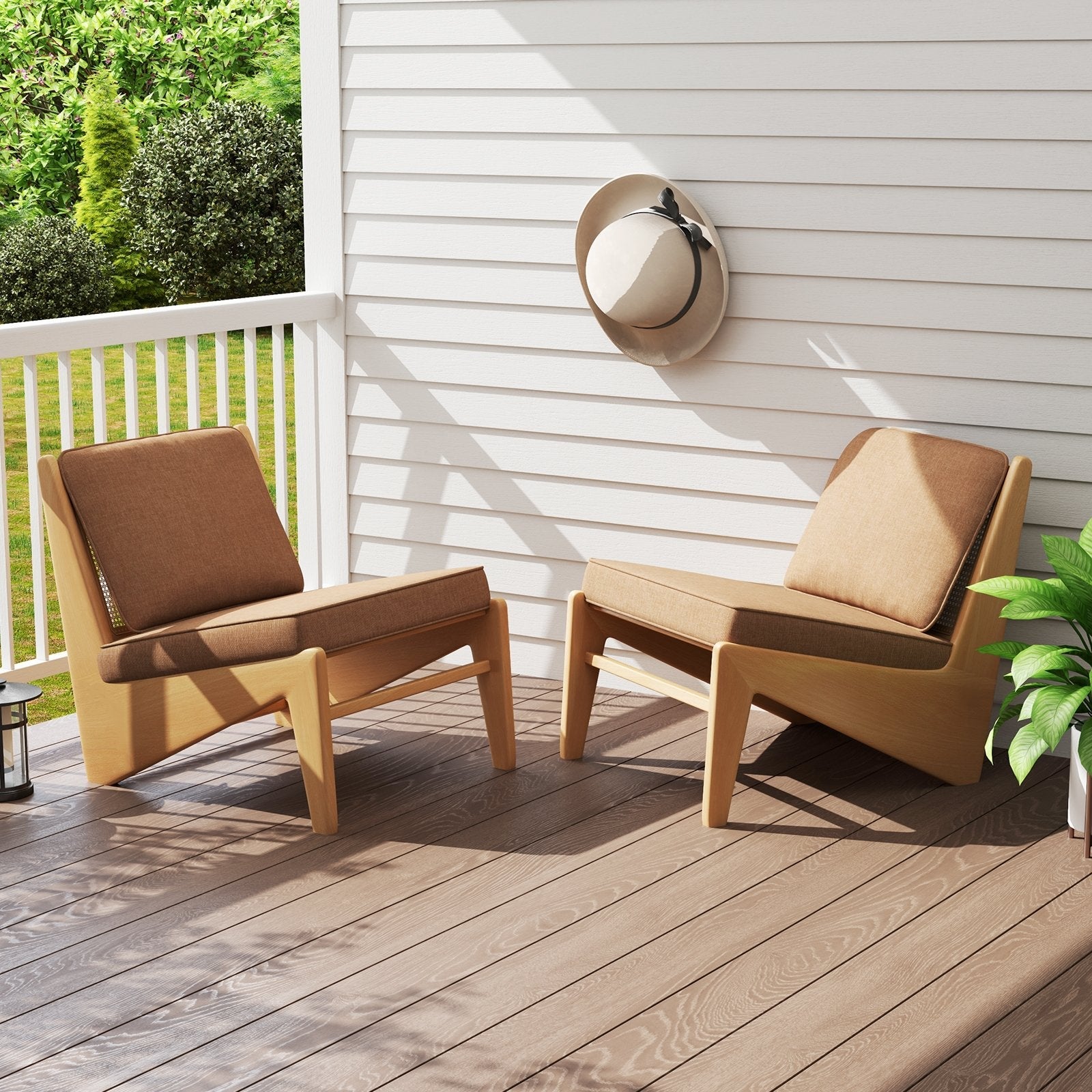 Set of 4 Outdoor Patio Cushion Set with Removable Covers-Black