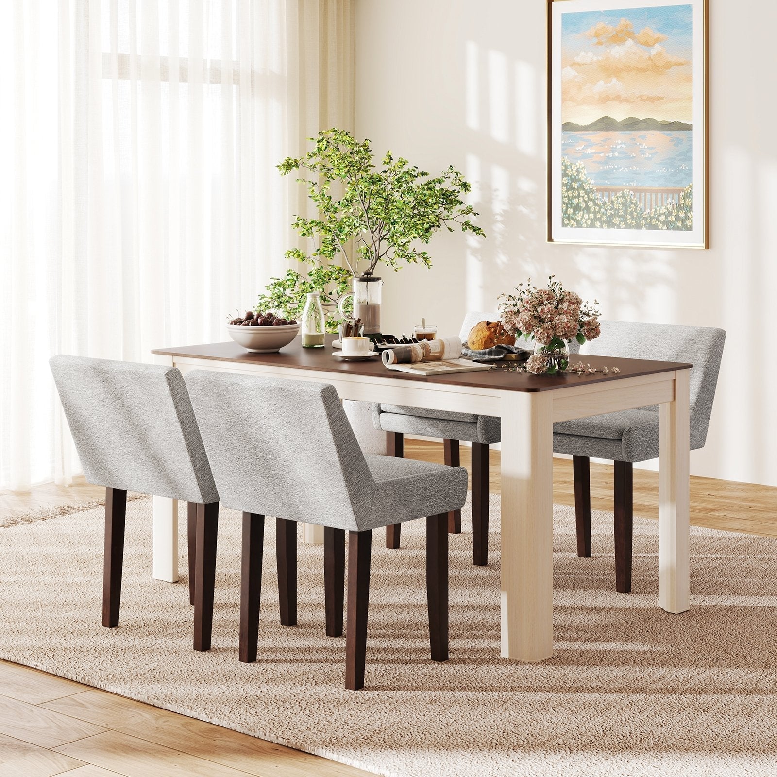Modern Upholstered Fabric Side Leisure Chair Set of 2-Gray