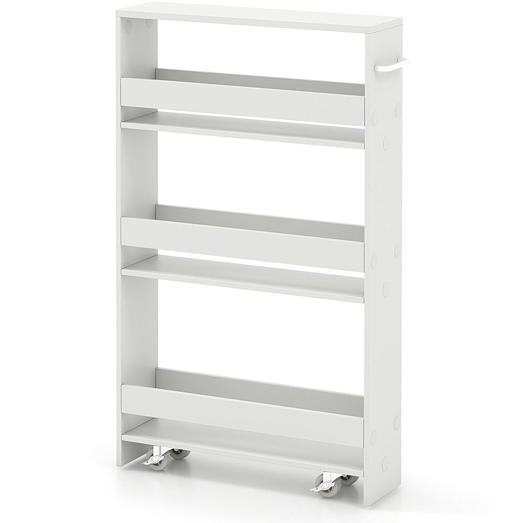 Rolling Kitchen Slim Storage Cart Mobile Shelving Organizer with Handle-Gray