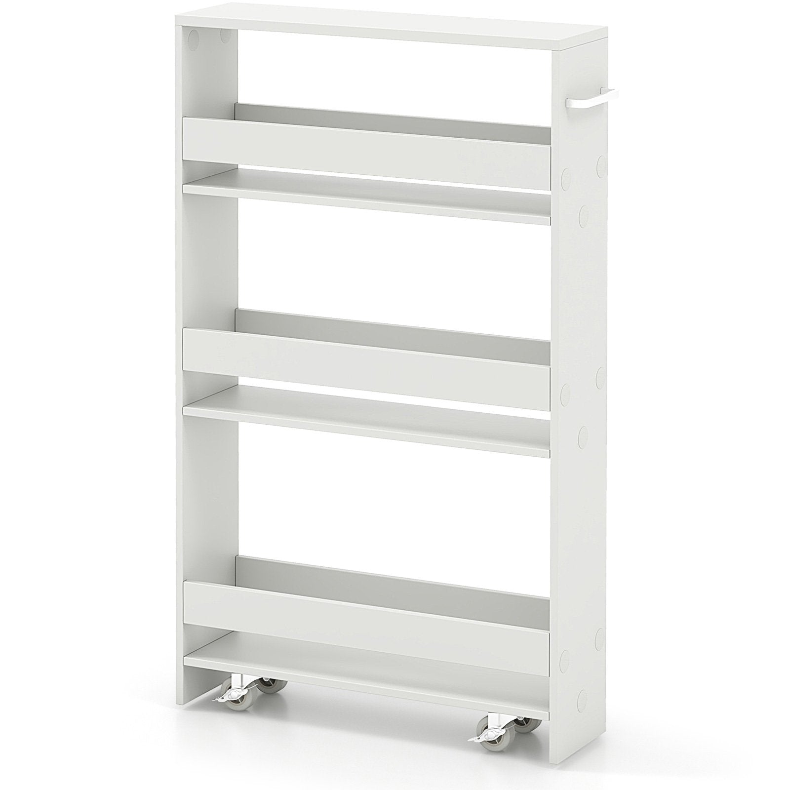 Rolling Kitchen Slim Storage Cart Mobile Shelving Organizer with Handle-Gray