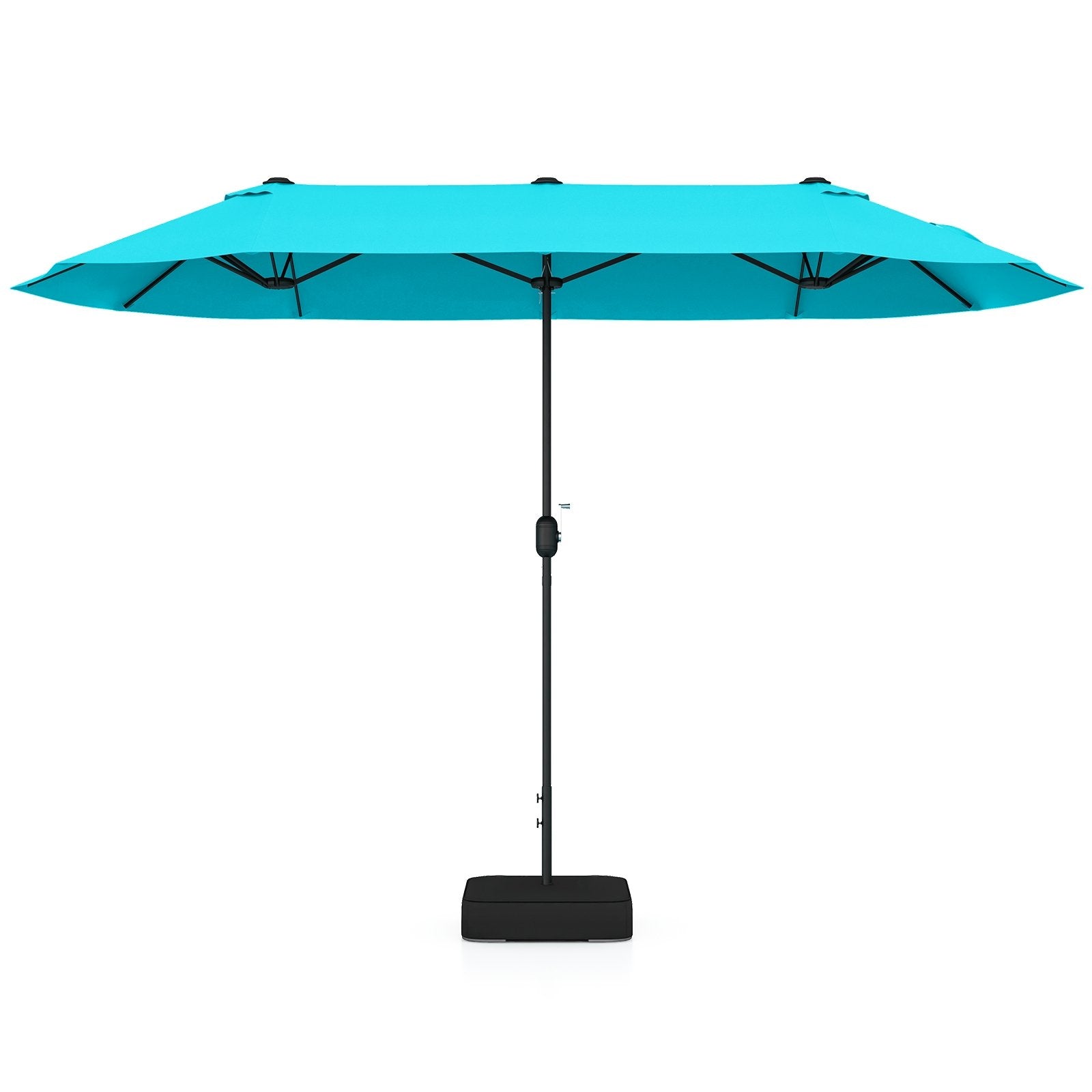 13 Feet Double-Sided Patio Twin Table Umbrella with Crank Handle-Beige