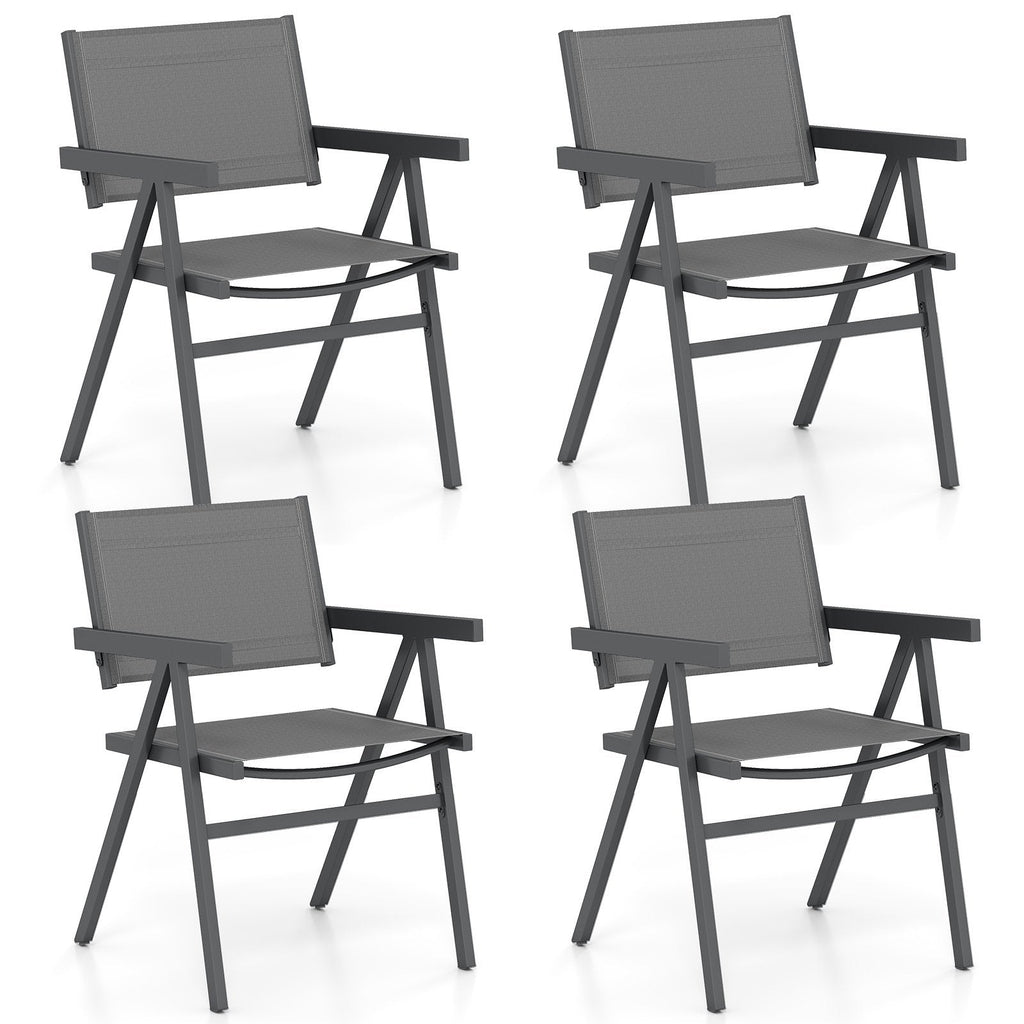 Patio Chairs Set of 2 Outdoor Dining Chair with Breathable Fabric Seat-Set of 4