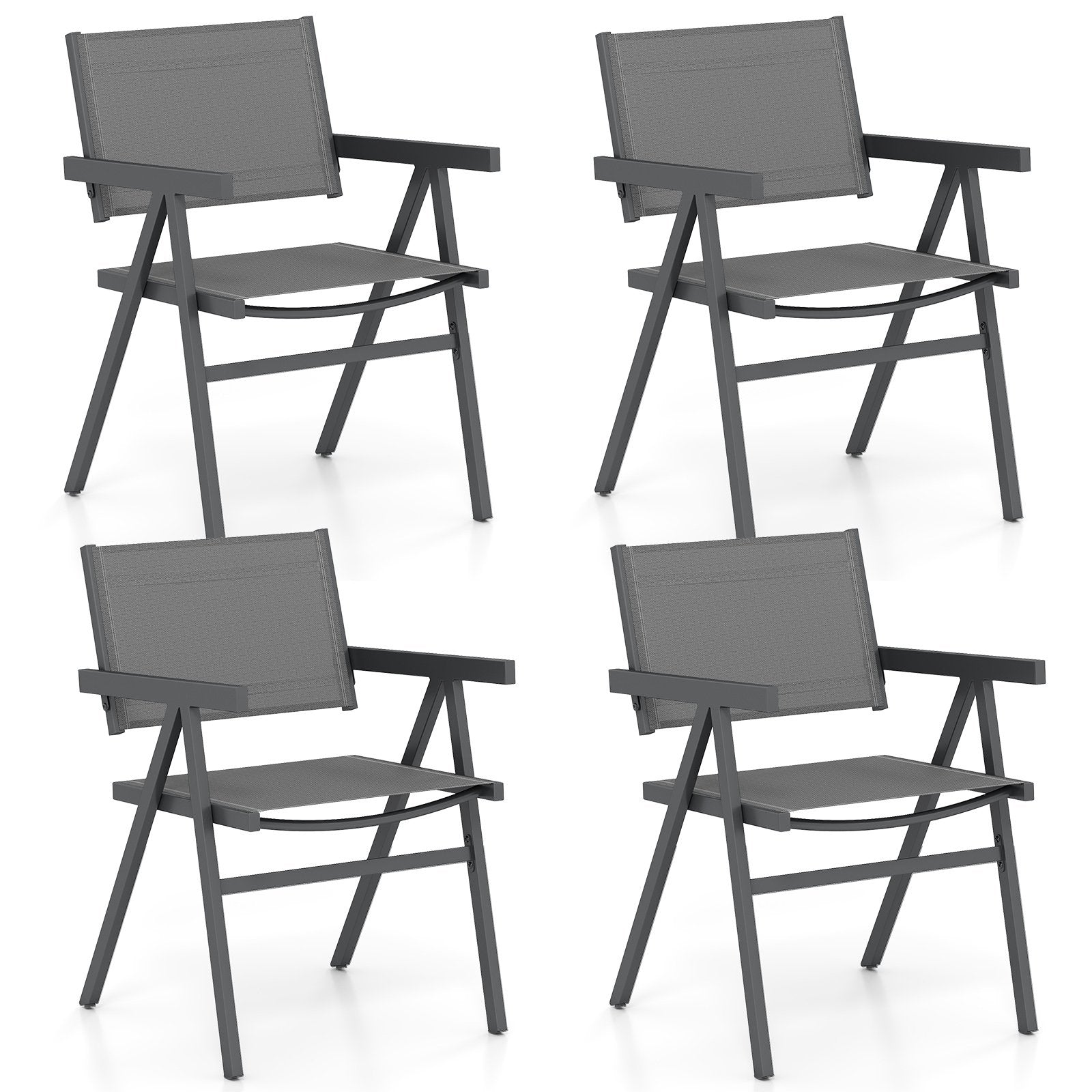 Patio Chairs Set of 2 Outdoor Dining Chair with Breathable Fabric Seat-Set of 4