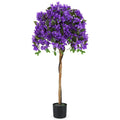 4.5 Feet Artificial Azalea Tree with Cement Pot-Purple