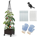 Raised Garden Bed Adjustable with Plant Box and Trellis with Lockable Wheels
