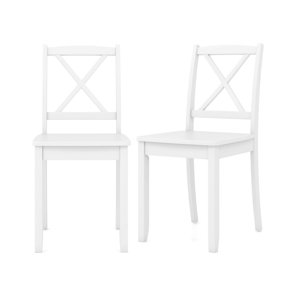Wood Dining Chair Set of 2 with Rubber Wood Legs and Curved Backrest-Black