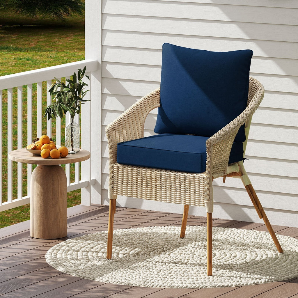 Deep Seat Chair Cushion Pads Set with Rope Belts for Indoor and Outdoor-Beige