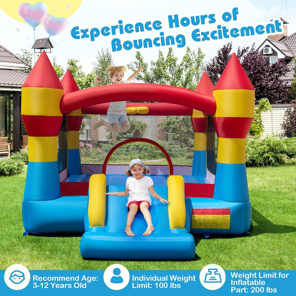 3-in-1 Kids Bouncer with Slide with 480W Blower for Yard