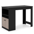 48 Inch Bar Table with Storage Cabinet and Wine Rack-Black