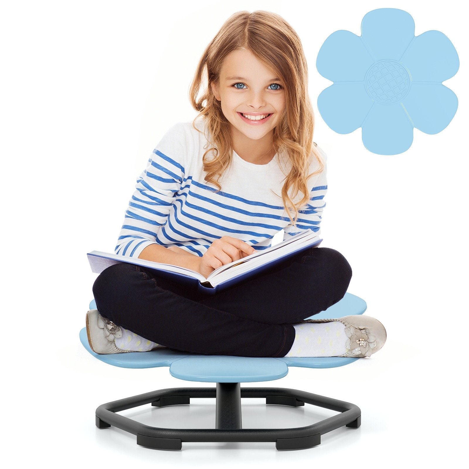 Kids Sensory Swivel Chair Elephant Petal 360° Spinning Chair-Blue