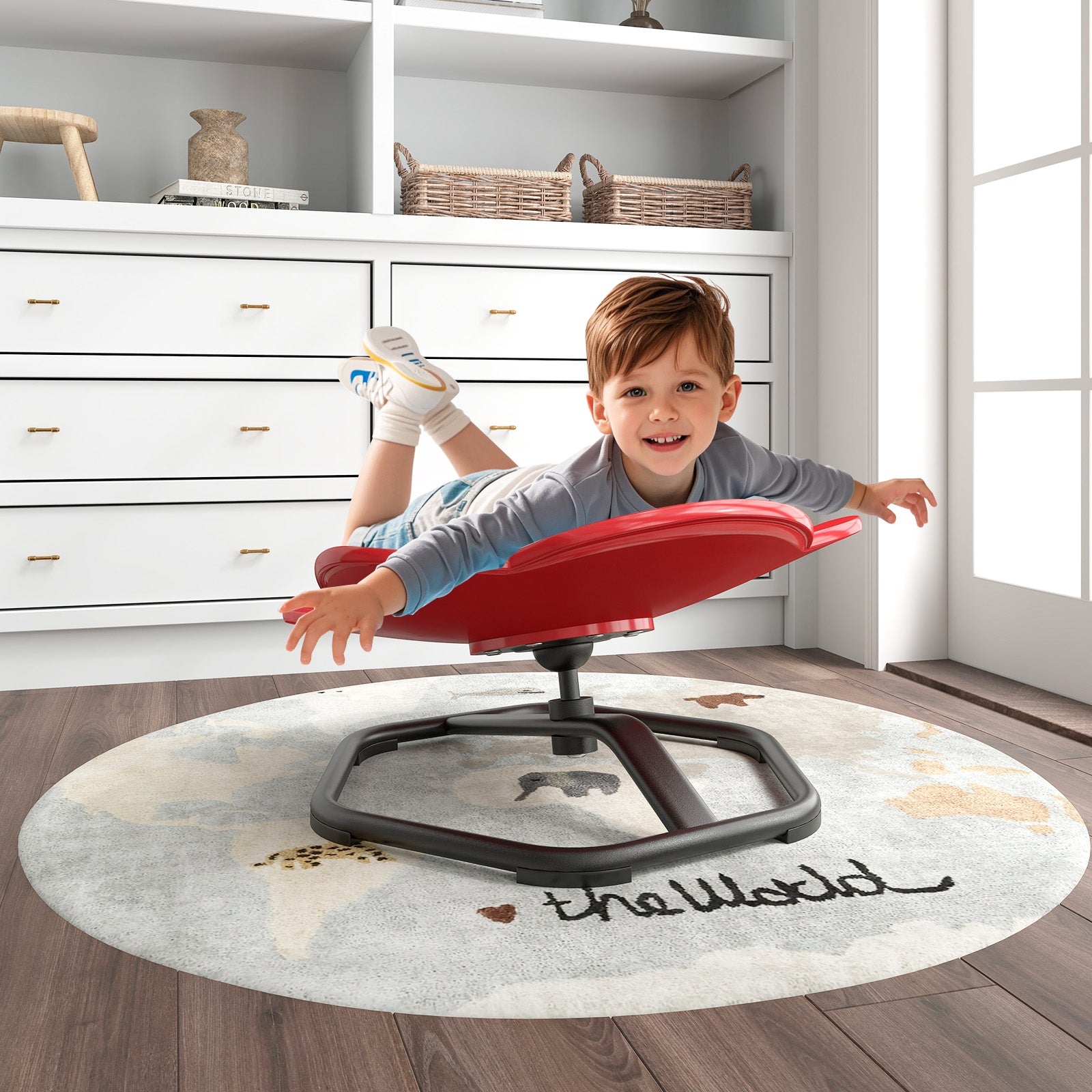Kids Sensory Swivel Chair Elephant 360° Spinning Chair with Non-Slip Metal Base-Blue