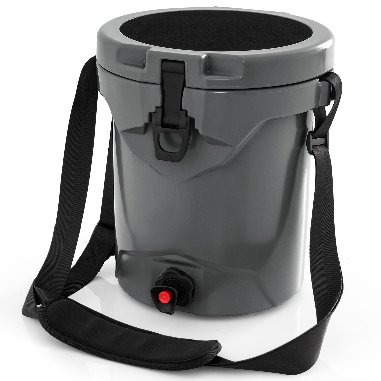 10 QT Drink Cooler Insulated Ice Chest with Spigot Flat Seat Lid and Adjustable Strap-Beige