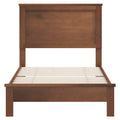 Twin Size Wooden Bed Frame with Headboard and Slat Support-Walnut
