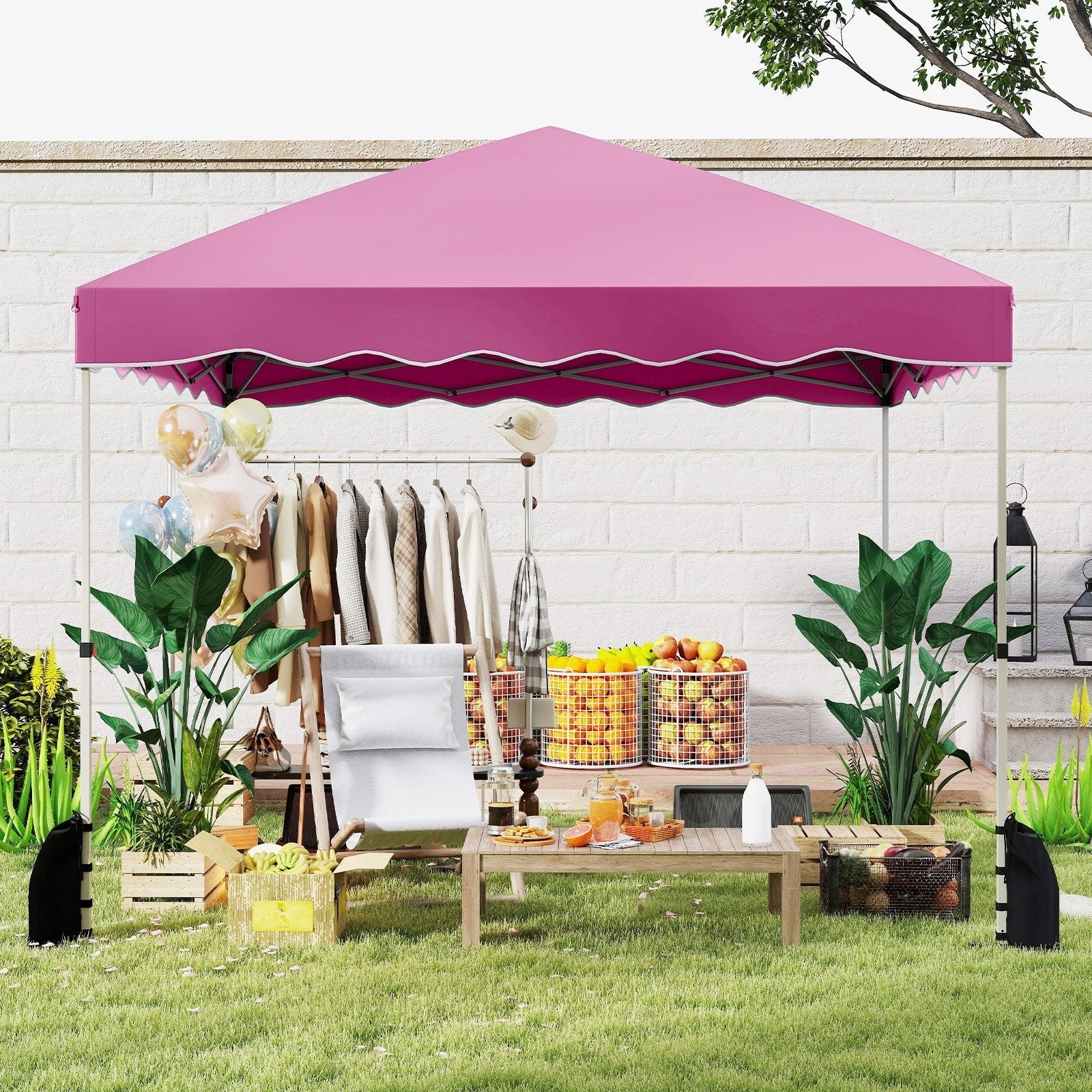 Foldable 10 X 10 Feet Pop up Canopy Tent with Wheeled Bag-Blue