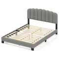 Queen Size Bed Frame with Adjustable Scalloped Tufted Headboard-Queen Size