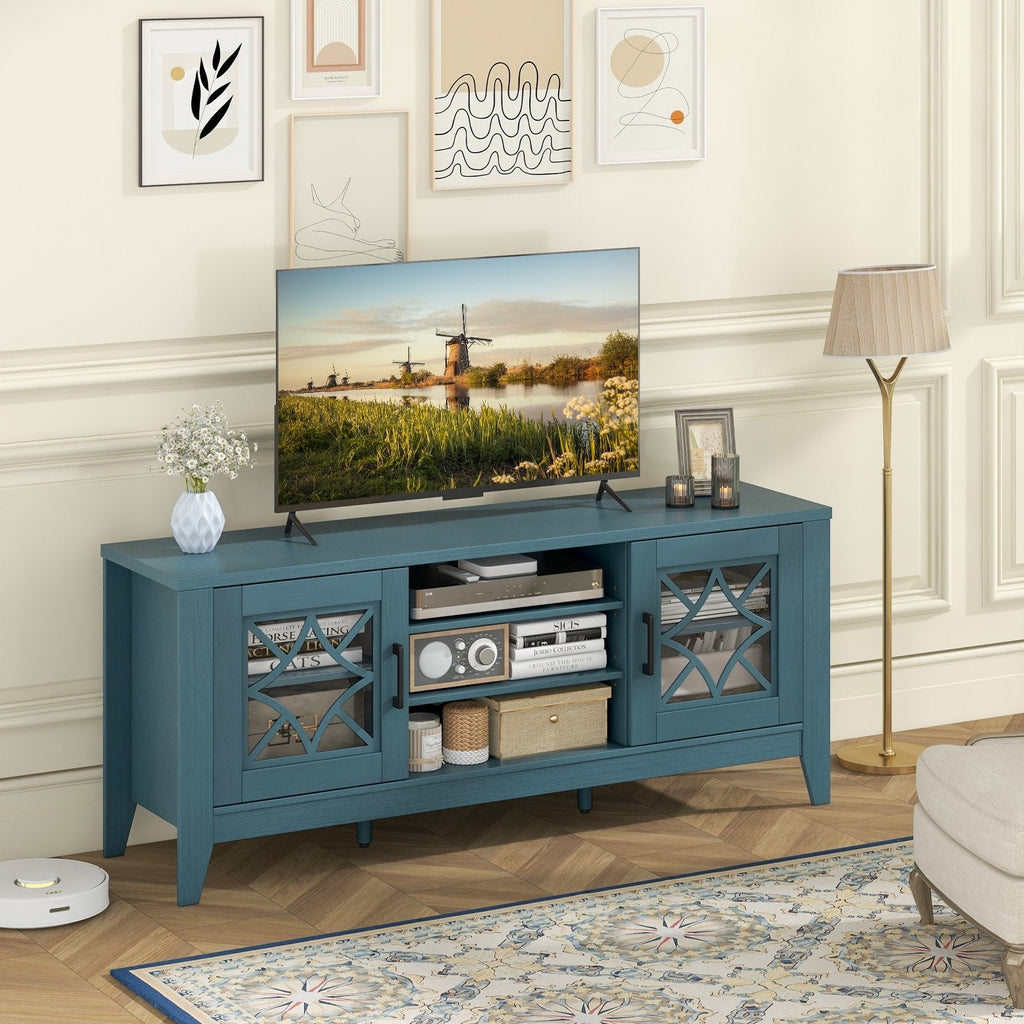 Farmhouse TV Stand for TVs Up to 65 Inches 4 Adjustable Shelves-Black