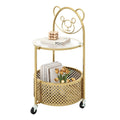 Modern Sofa Side Table on Lockable Wheels for Living Room Bedroom Study-Gold
