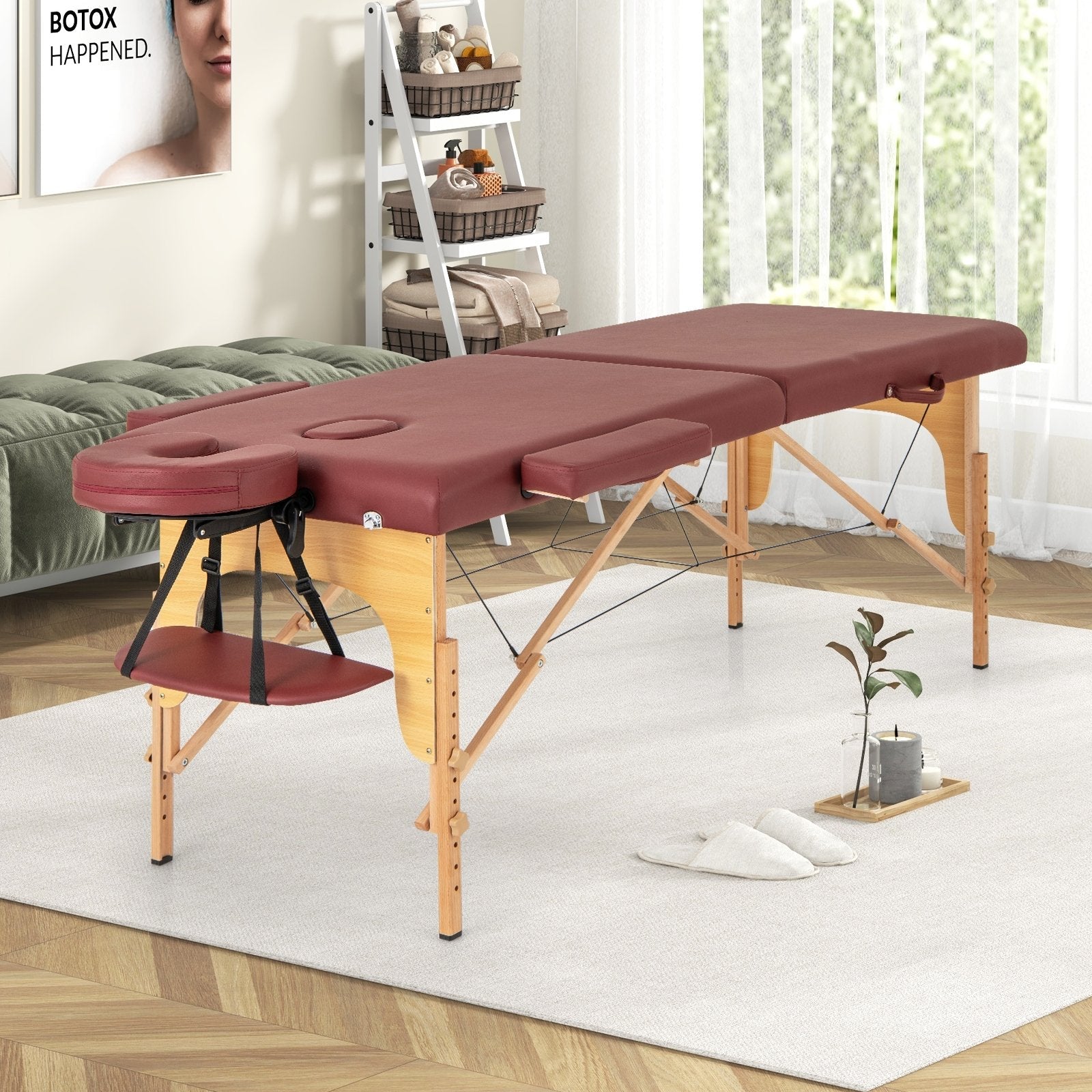 84 Inch Foldable Massage Table with Carrying Bag and Height Adjustable-Black