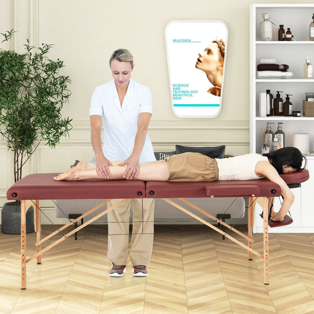 84 Inch Foldable Massage Table with Carrying Bag and Height Adjustable-Black