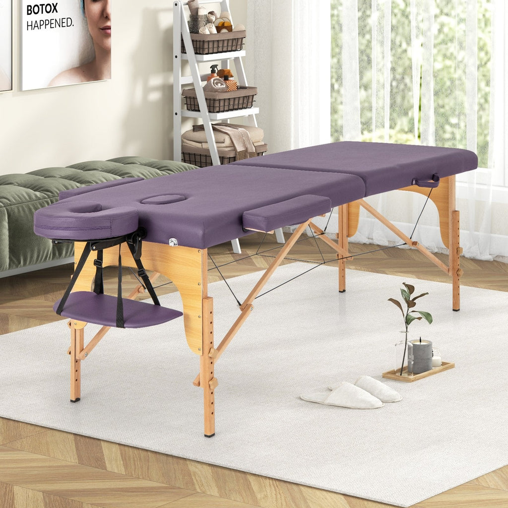 84 Inch Foldable Massage Table with Carrying Bag and Height Adjustable-Black