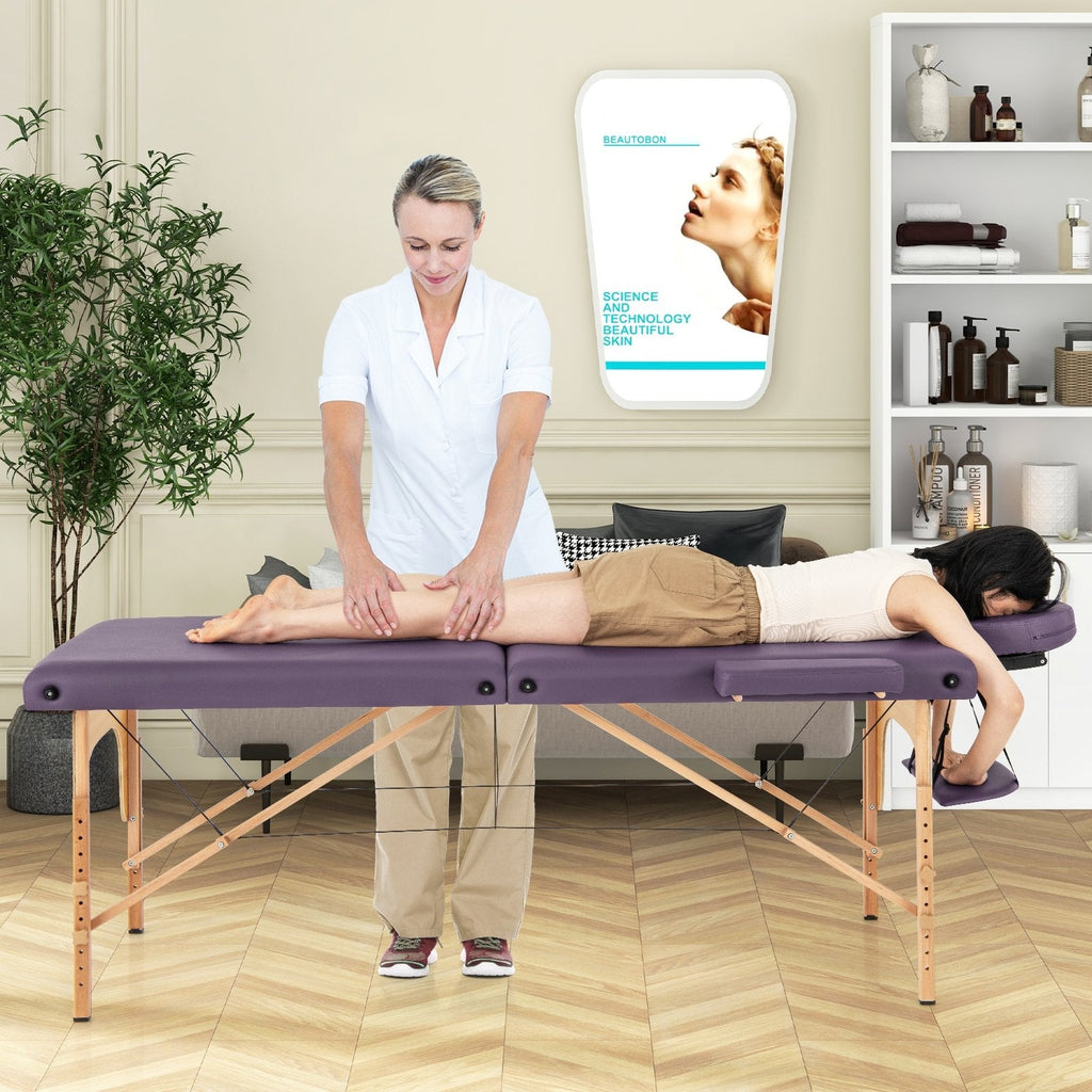84 Inch Foldable Massage Table with Carrying Bag and Height Adjustable-Black