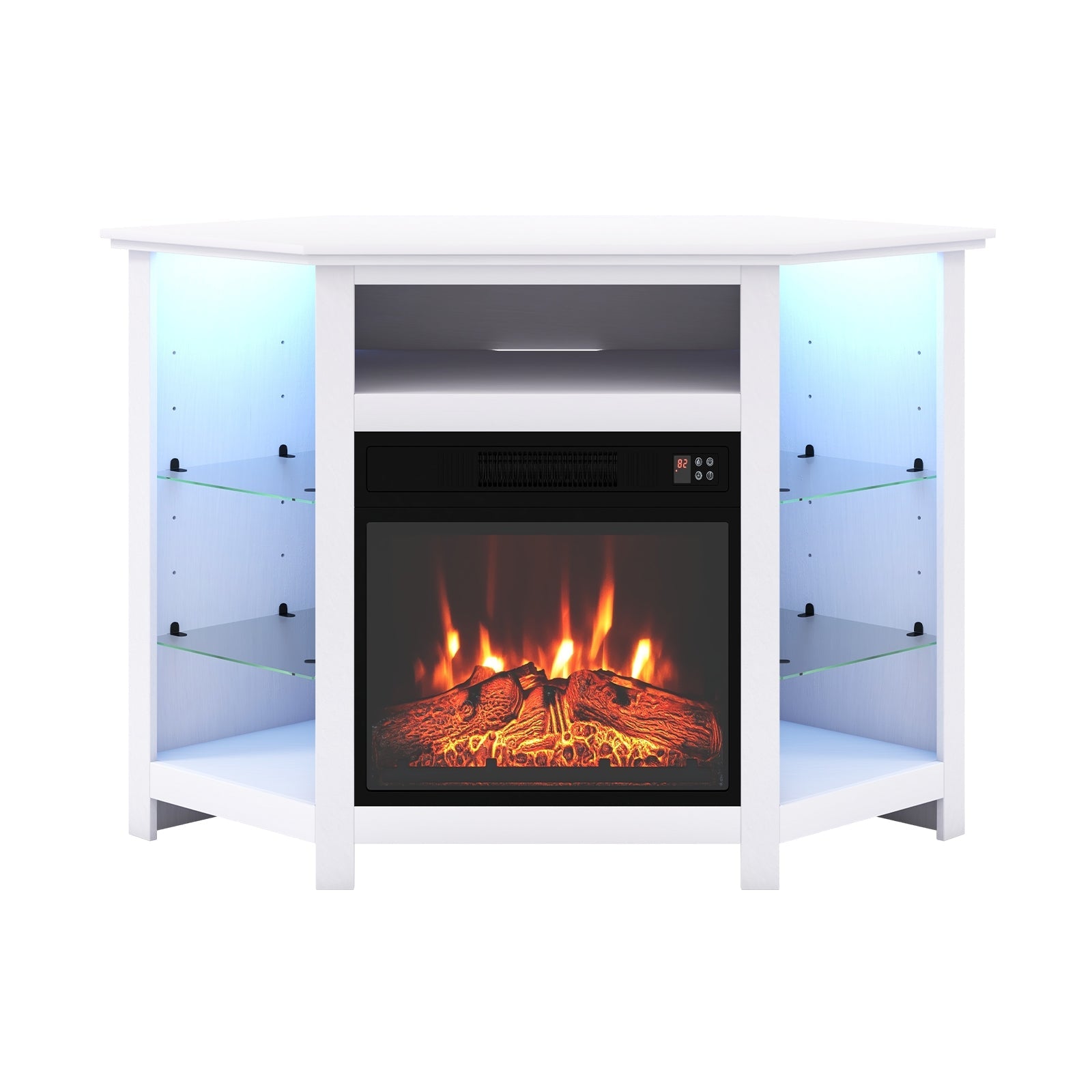 Fireplace Corner TV Stand with LED Lights and Smart APP Control for 50 Inches TV-Black