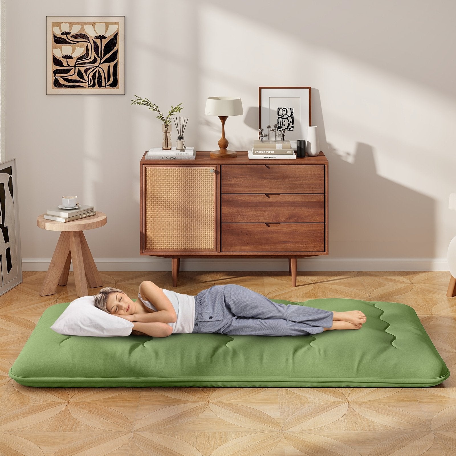 Floor Mattress with Washable Cover and Carry Bag-King Size