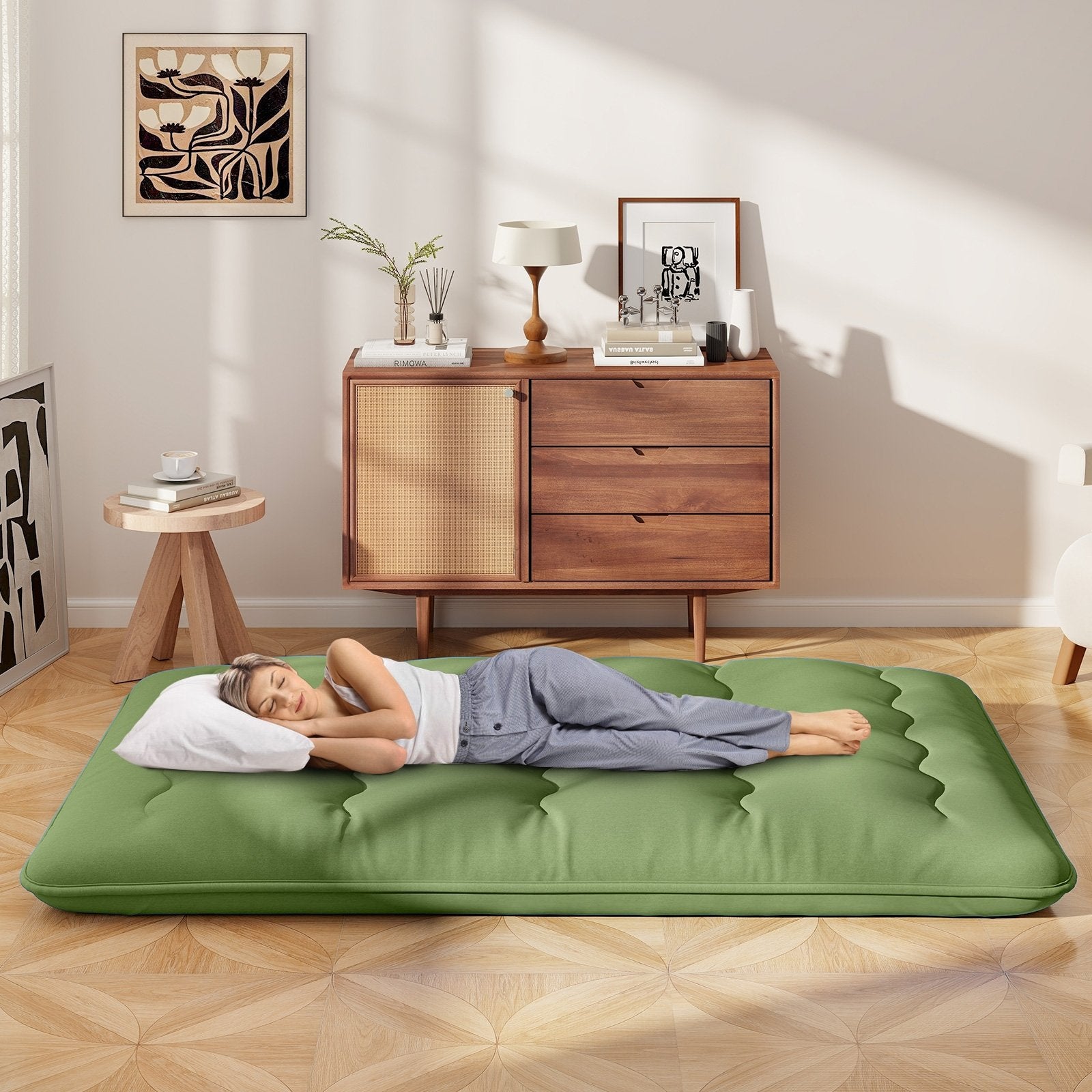 Floor Mattress with Washable Cover and Carry Bag-King Size