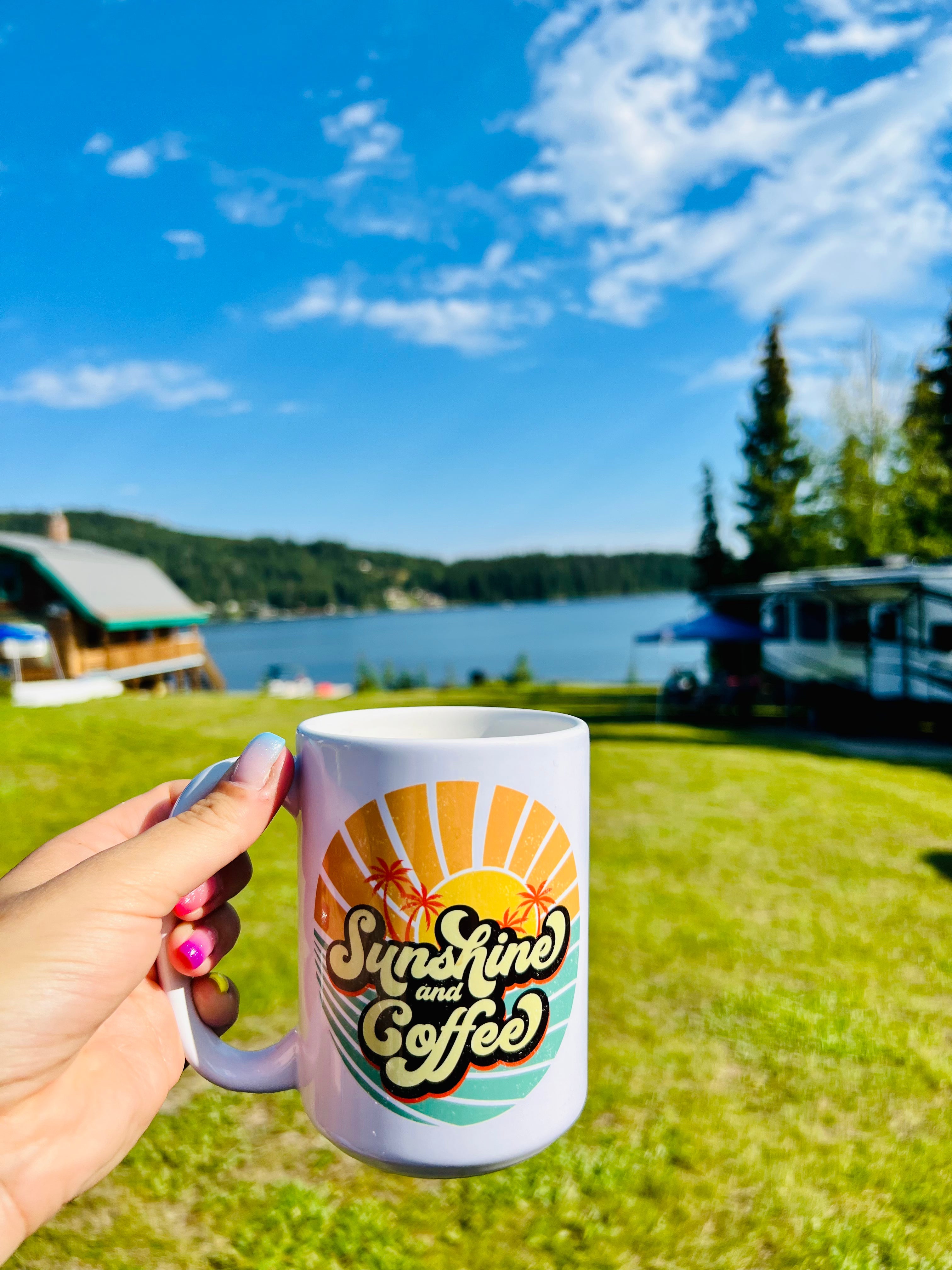 "Sunshine & Coffee" Mug — Motivational Coffee Mug for Bright Mornings