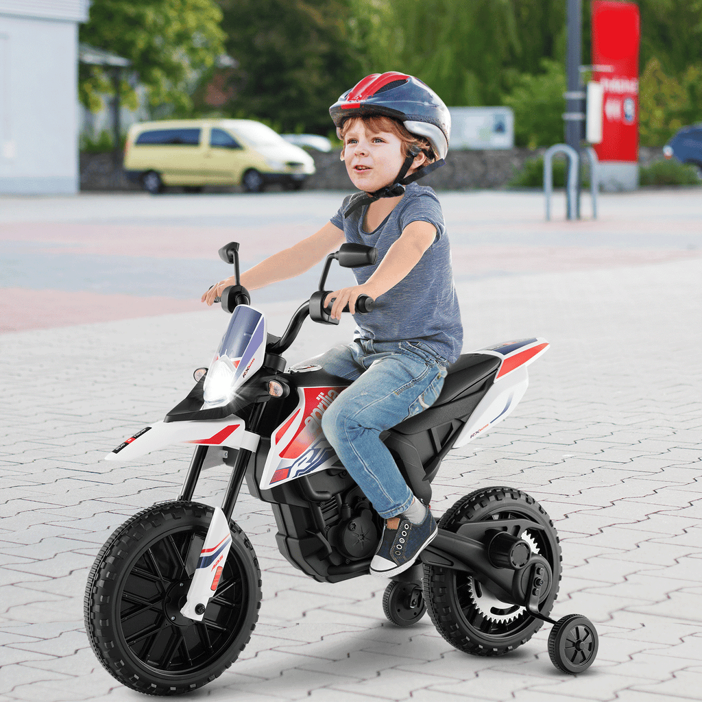 Aprilia Licensed Kids Ride On Motorcycle with 2 Training Wheels-Navy