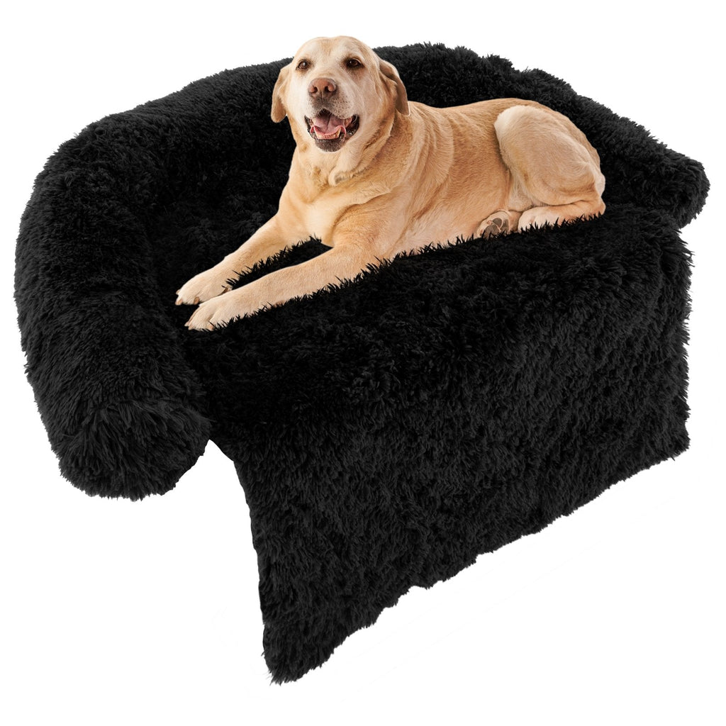 Plush Calming Dog Couch Bed with Anti-Slip Bottom-S