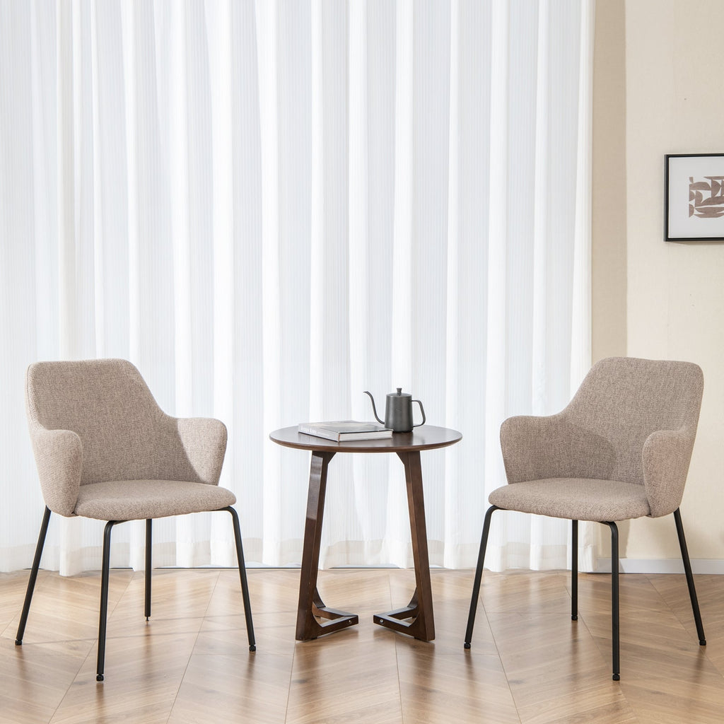 Dining Chairs Set of 2 with Curved Backrest  Wide Seat and Armrests-Gray