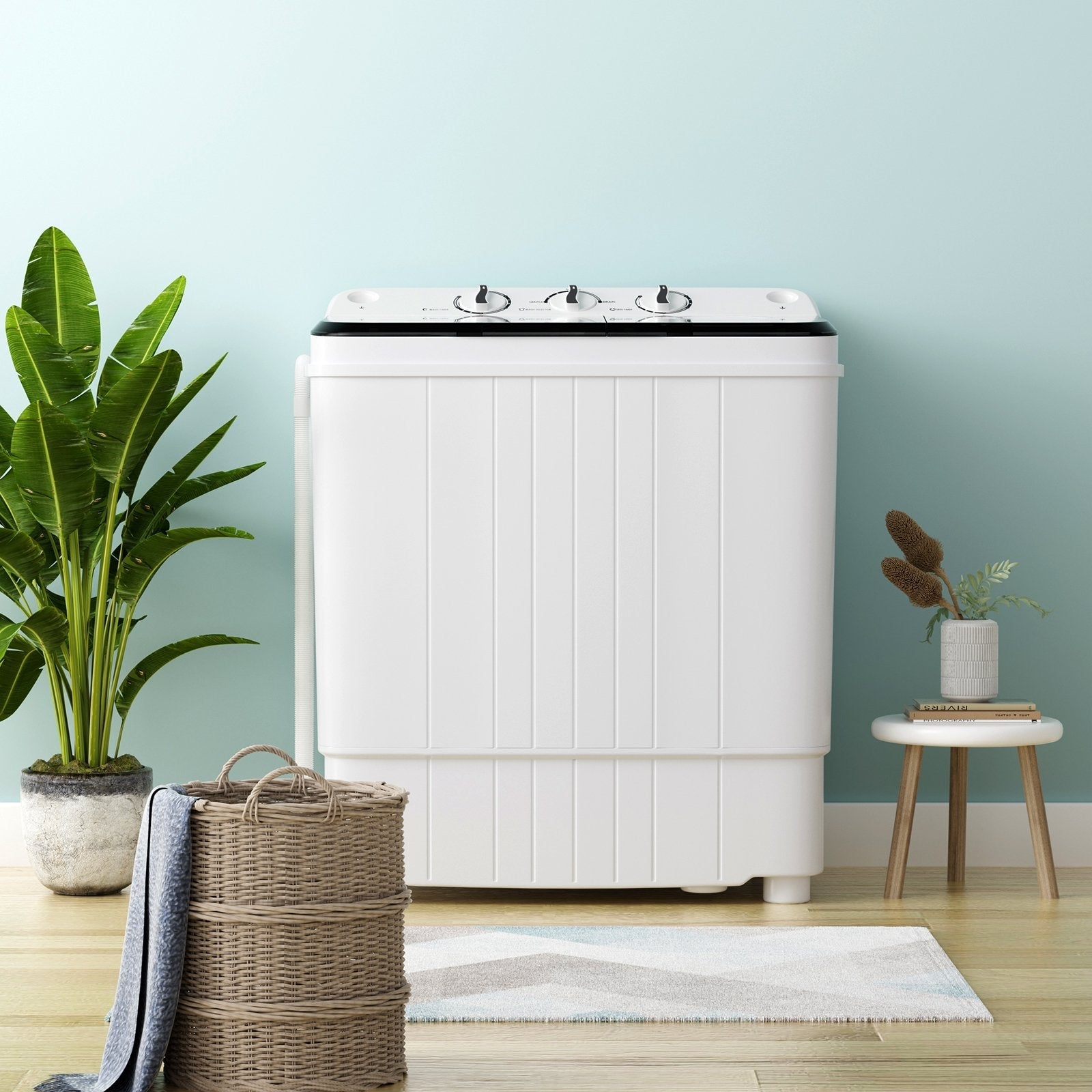 17.6 lbs Portable Washing Machine with Drain Pump-Blue