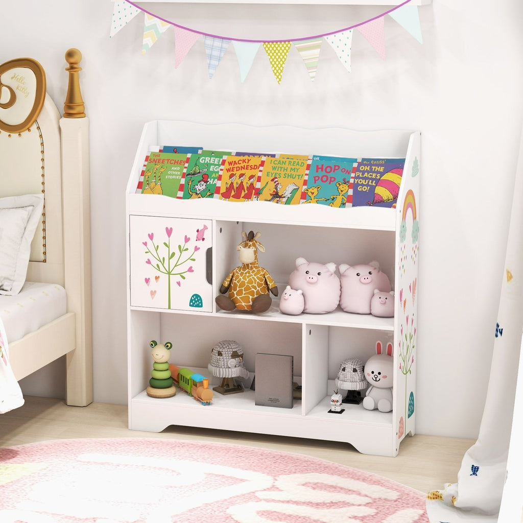 Kids Toy Storage Organizer with Book Shelf and Storage Cabinet-Navy