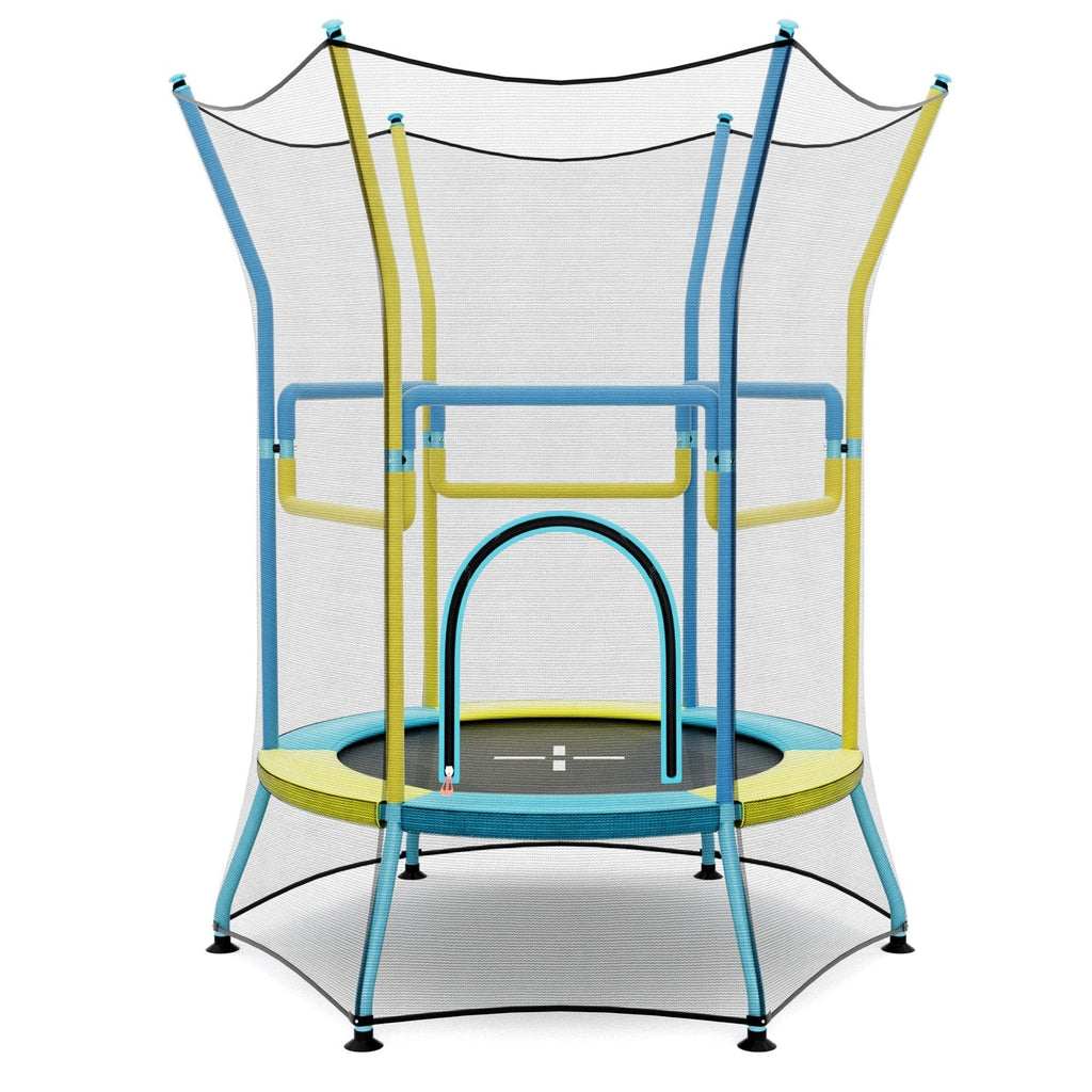 Mini Trampoline for Kids with Safety Enclosure Net and Foam Handles-Orange