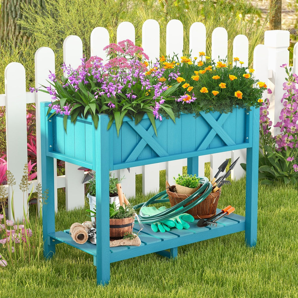 HIPS Raised Garden Bed Poly Wood Elevated Planter Box-Black