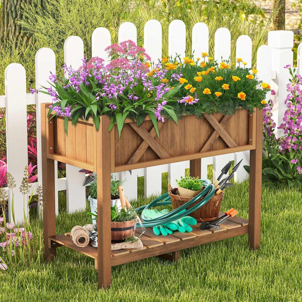 HIPS Raised Garden Bed Poly Wood Elevated Planter Box-Black