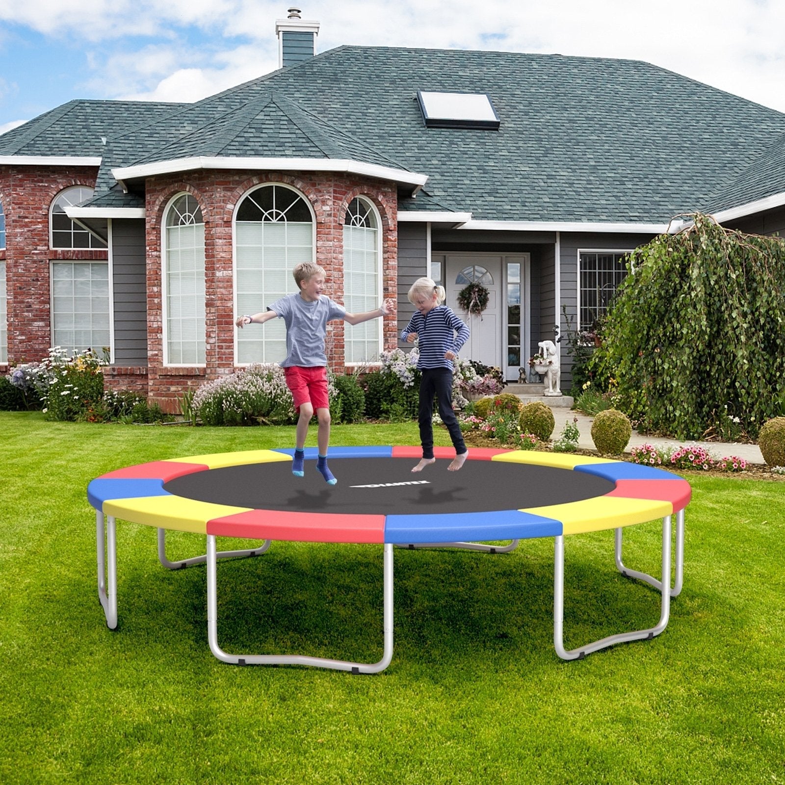 14 Feet Waterproof and Tear-Resistant Universal Trampoline Safety Pad Spring Cover-Blue