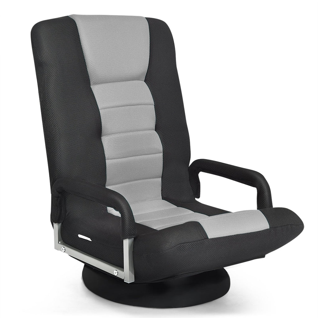 360-Degree Swivel Gaming Floor Chair with Foldable Adjustable Backrest-Blue