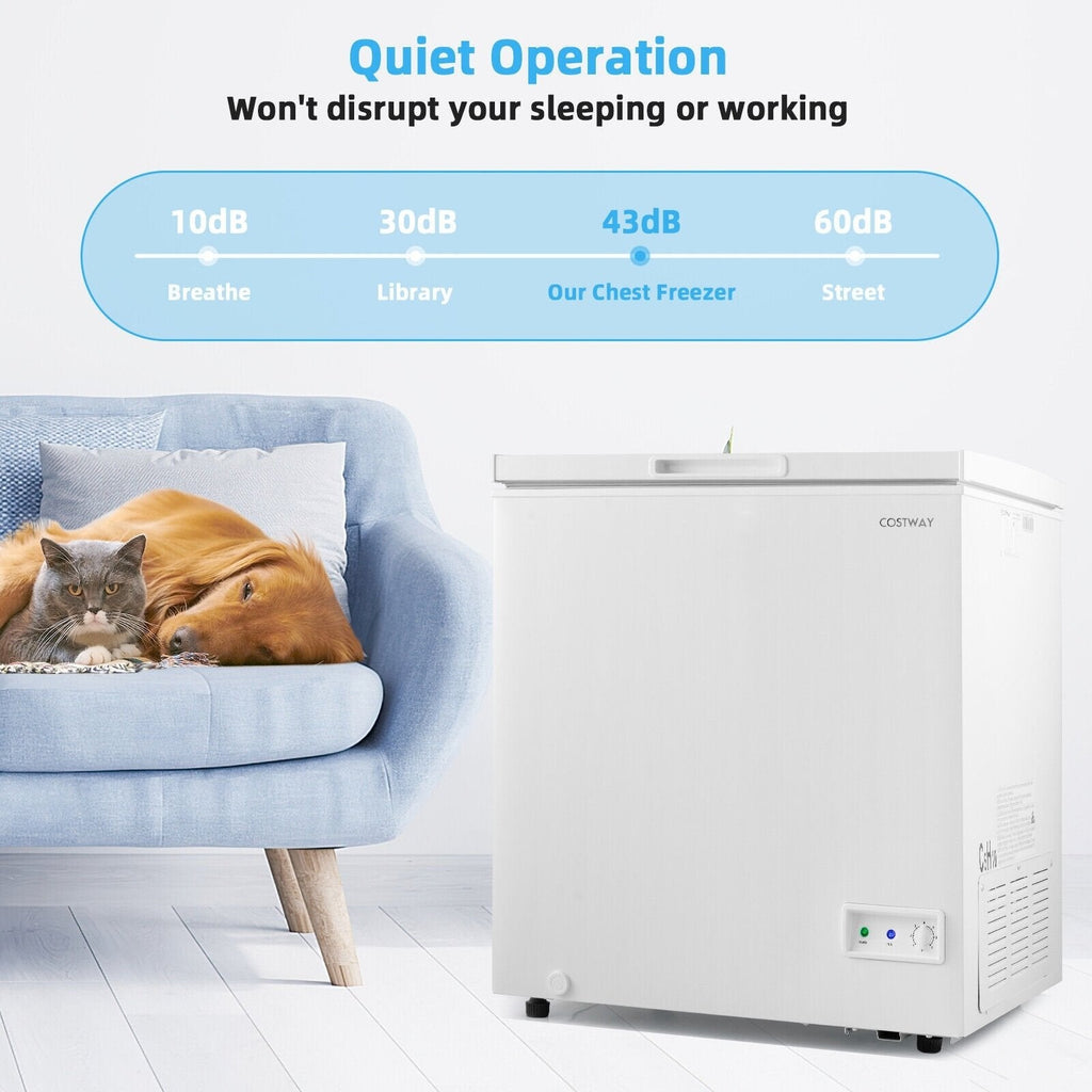 3.5/5 Cu.ft Compact Chest Freezer with Removable Storage Basket-3.5 Cubic