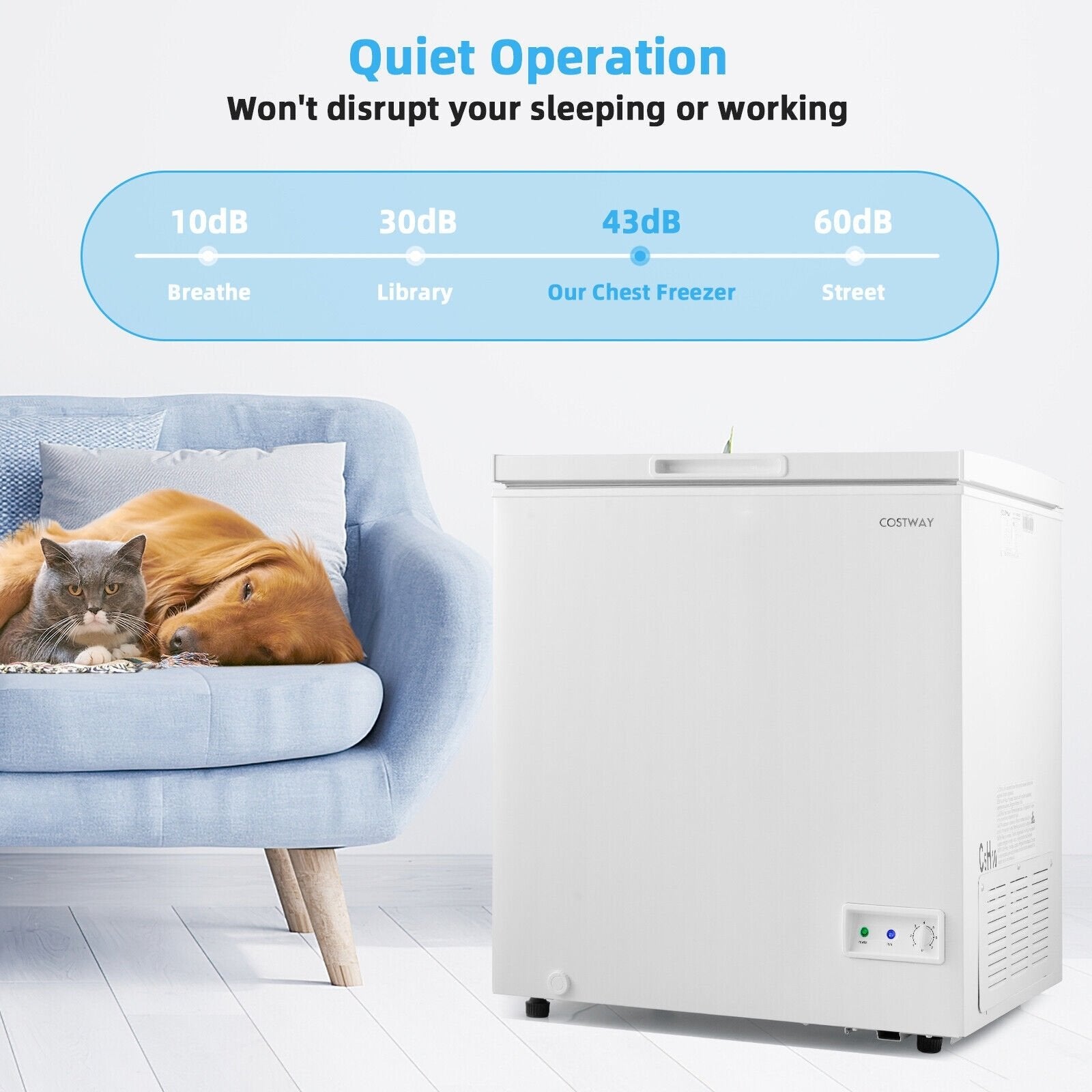 3.5/5 Cu.ft Compact Chest Freezer with Removable Storage Basket-3.5 Cubic