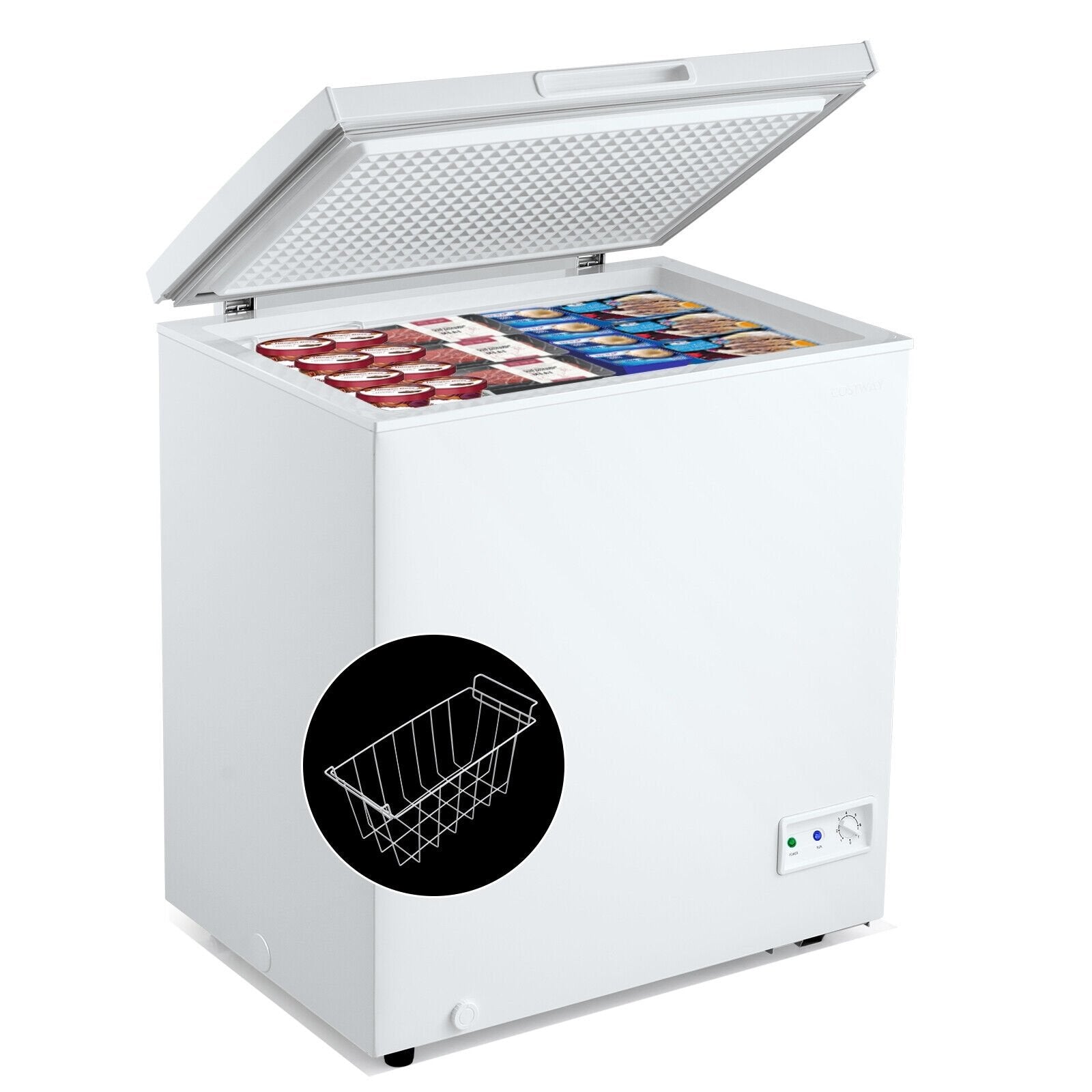 3.5/5 Cu.ft Compact Chest Freezer with Removable Storage Basket-3.5 Cubic