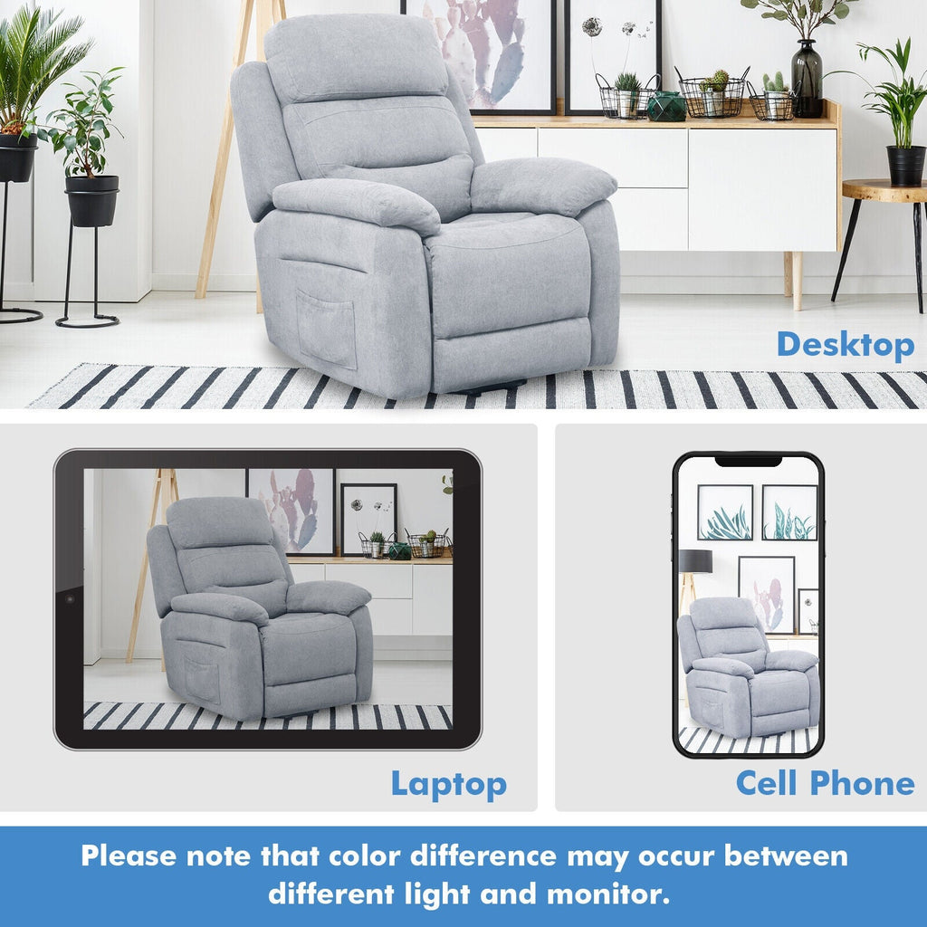 Power Lift Recliner Sofa with Side Pocket and Remote Control-Brown