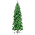 7 Feet PVC Hinged Pre-lit Artificial Fir Pencil Christmas Tree with 150 Lights-7 ft