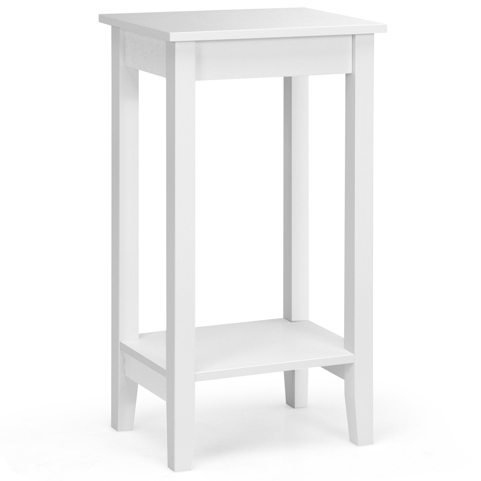 2-Tier Nightstand End Side Wooden Legs Table for Bedroom-Black