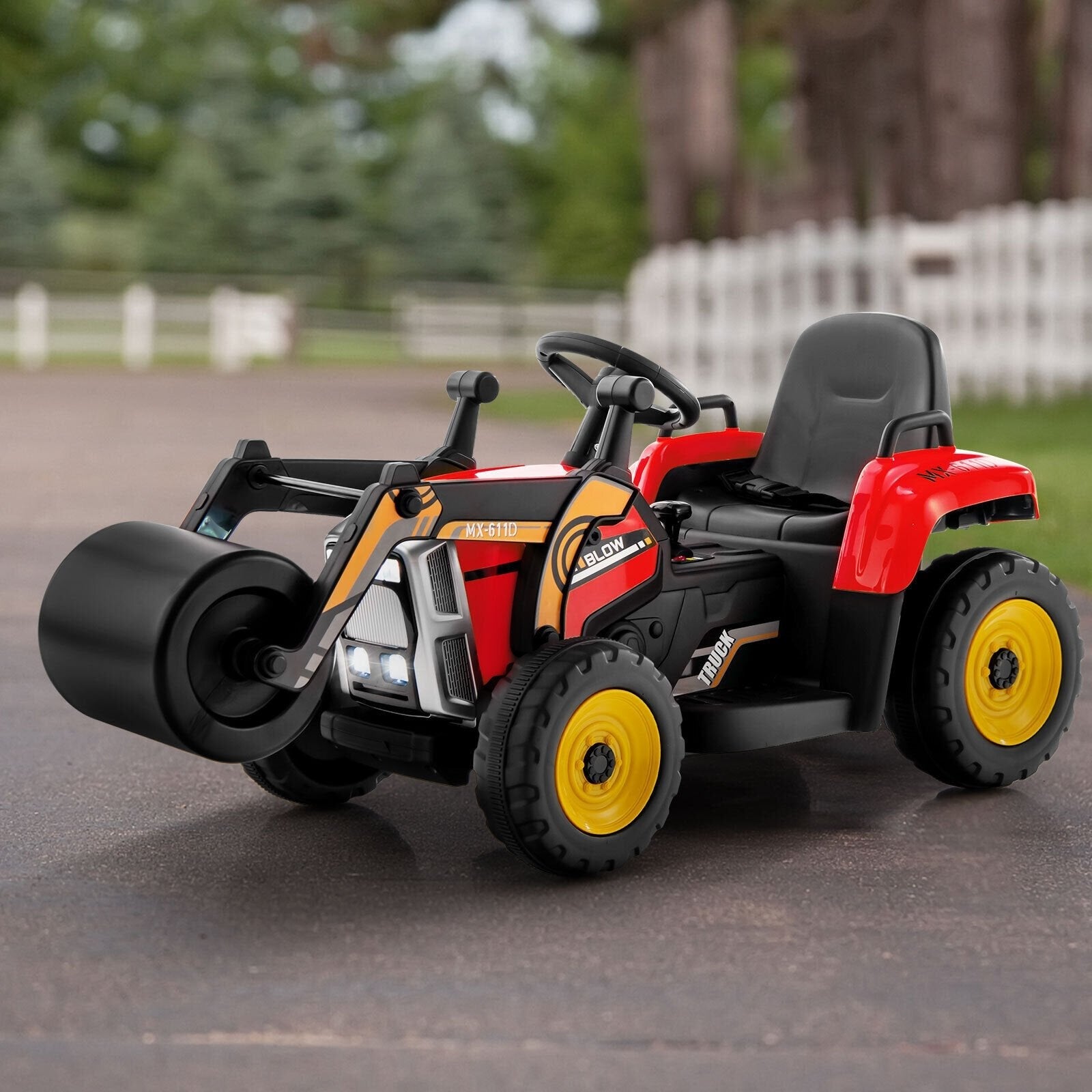 12V Kids Ride on Road Roller with 2.4G Remote Control-Blue