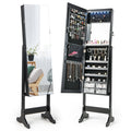 Free Standing Full Length Jewelry Armoire with Lights in Black