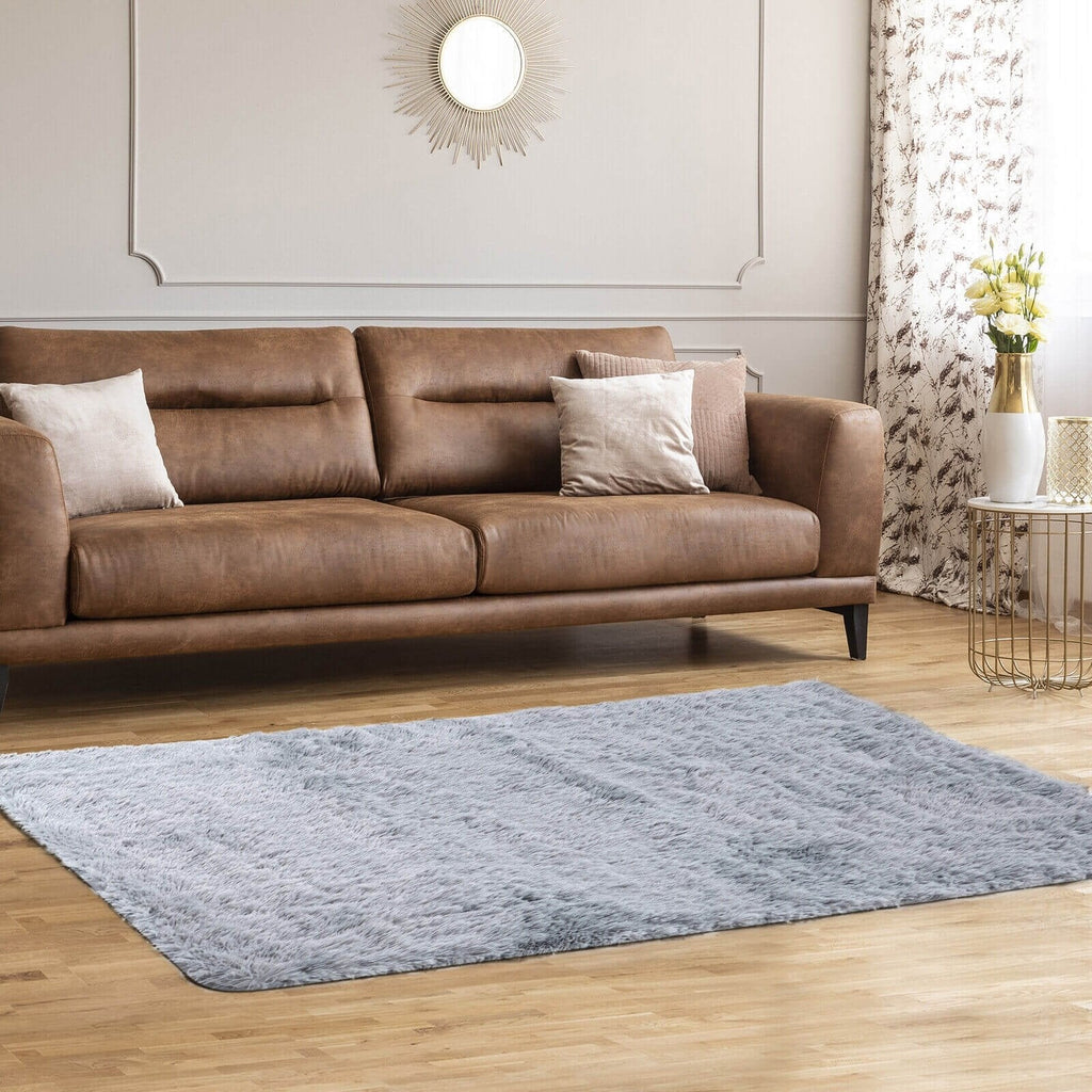 5 x 7 Feet Modern Rectangular Soft Shag Area Rug for Living Room Bedroom-Gray