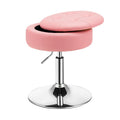Adjustable 360° Swivel Storage Vanity Stool with Removable Tray-Black